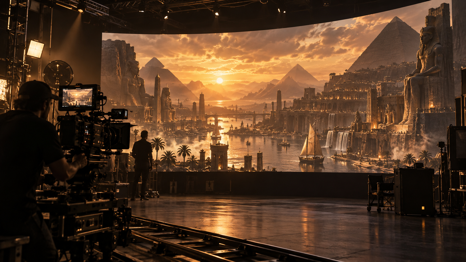 AI assisted cinematic world being produced on a film set